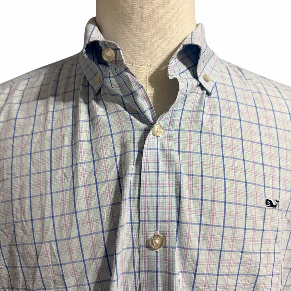 Vineyard Vines Shep & Ian Classic Men Whale Shirt Plaid Button Down Sz XL Preppy